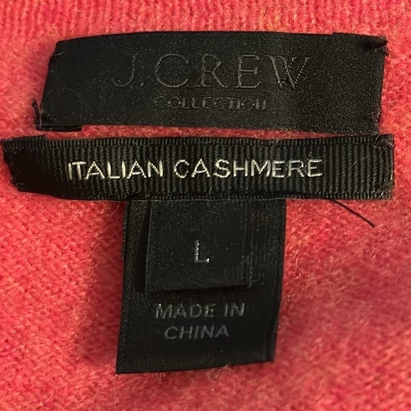 J. Crew Collection coral crew neck long sleeve Italian Cashmere Sz L sweater - Picture 6 of 10